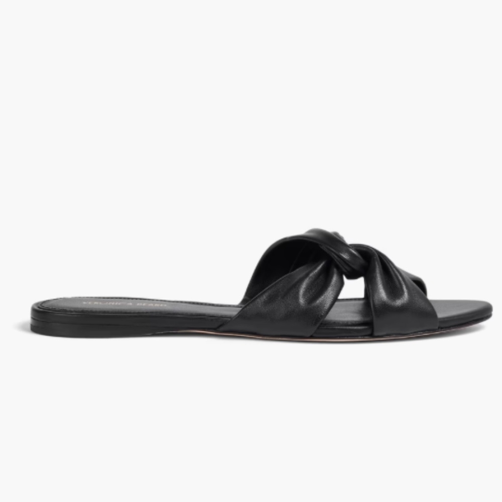 Veronica Beard Black Knotted Slide Sandals
